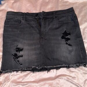 Express black, distressed jeans skirt, size 12